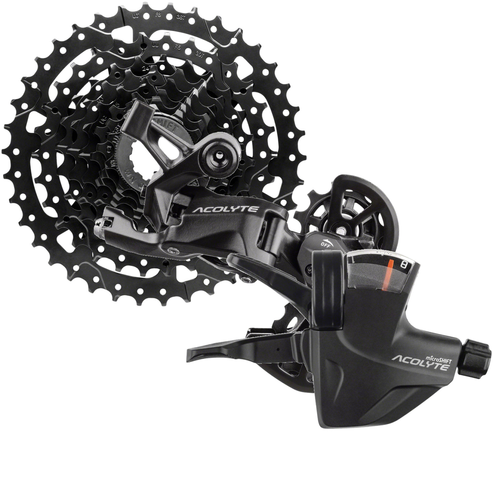 microSHIFT Acolyte 8-Speed Bike Parts Bundle: Super Short Cassette, Rear
