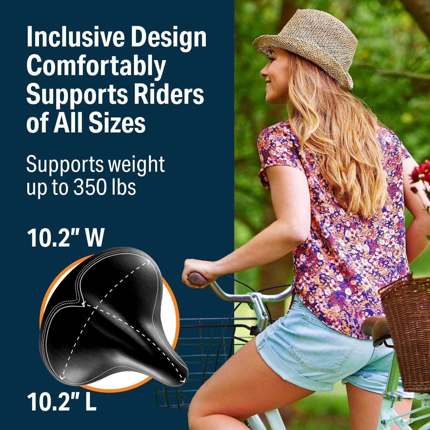Upgrade to Wide Cruiser Saddle – Steel Springs & Faux Leather Comfort