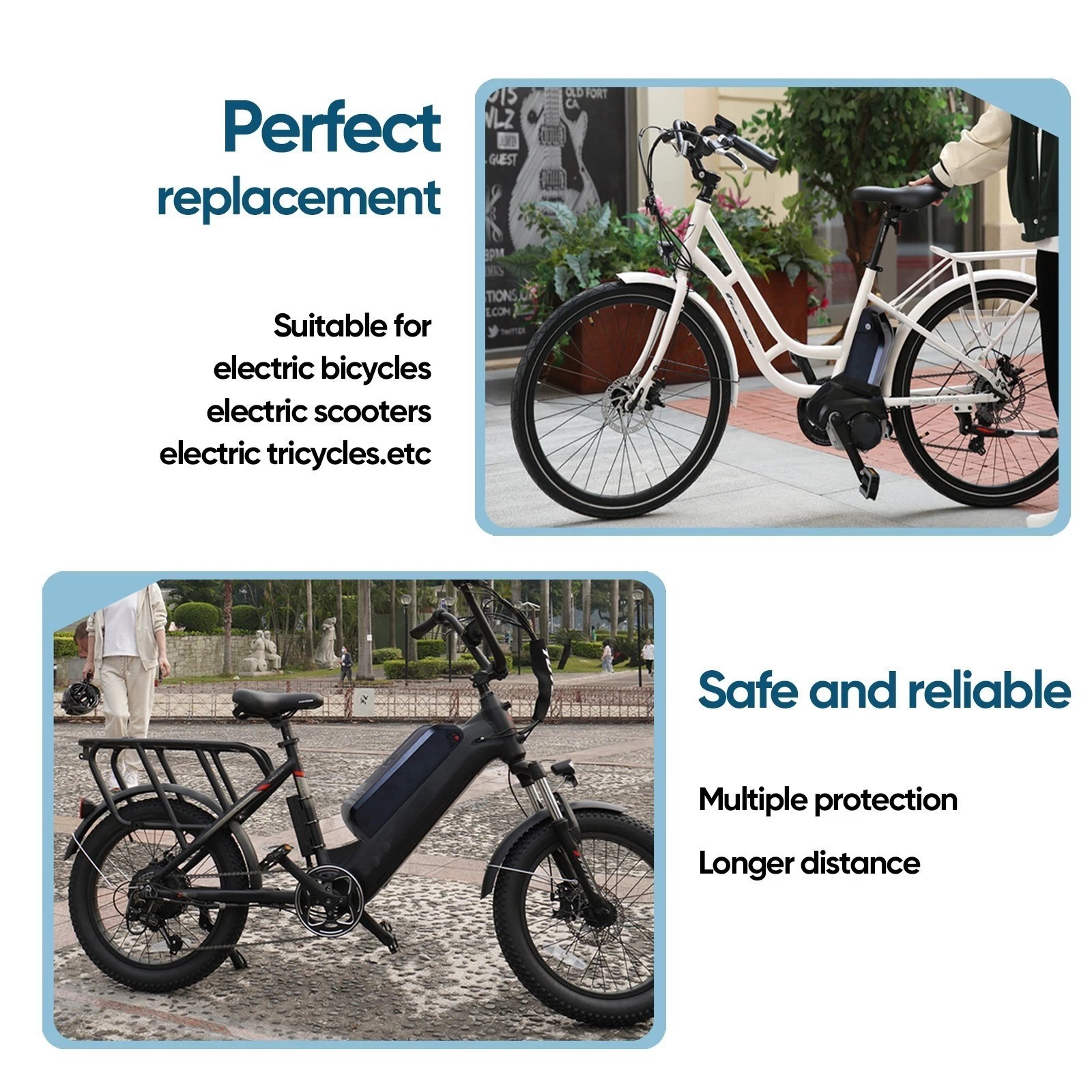 36V 48V 10AH/15AH/20AH Electric Bicycle lithium battery w/ USB Port ≤1800W Motor