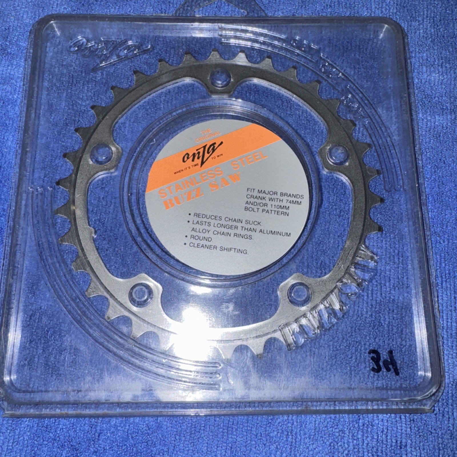 ONZA BUZZ SAW STAINLESS STEEL CHAINRING 34T X 74/110MM BCD 5-9SP NEW IN PKG