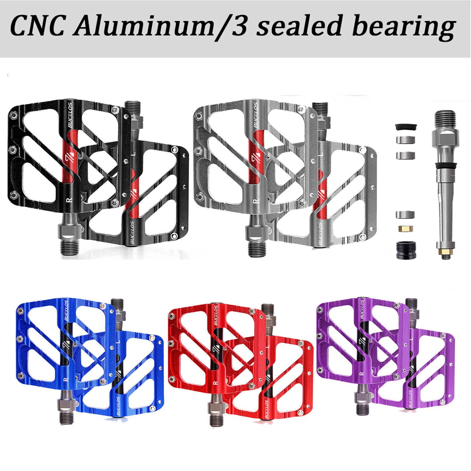 Flat/Platform Pedals 3 Bearings Mountain Bike 9/16” Aluminum For Shimano Pedals