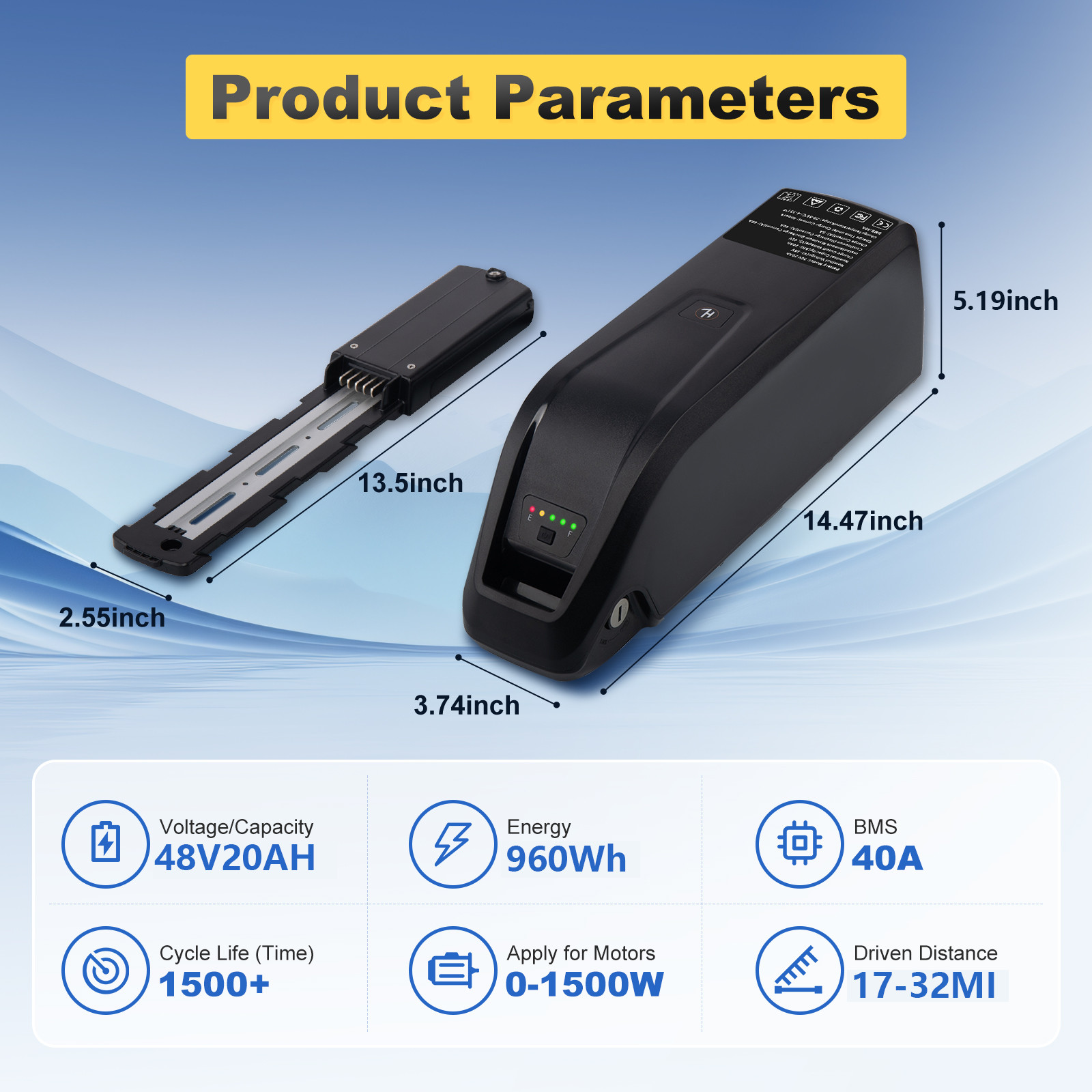 48V 10Ah/15Ah/20Ah 100-1500W Ebike Battery For Li-ion Battery Electric Bike
