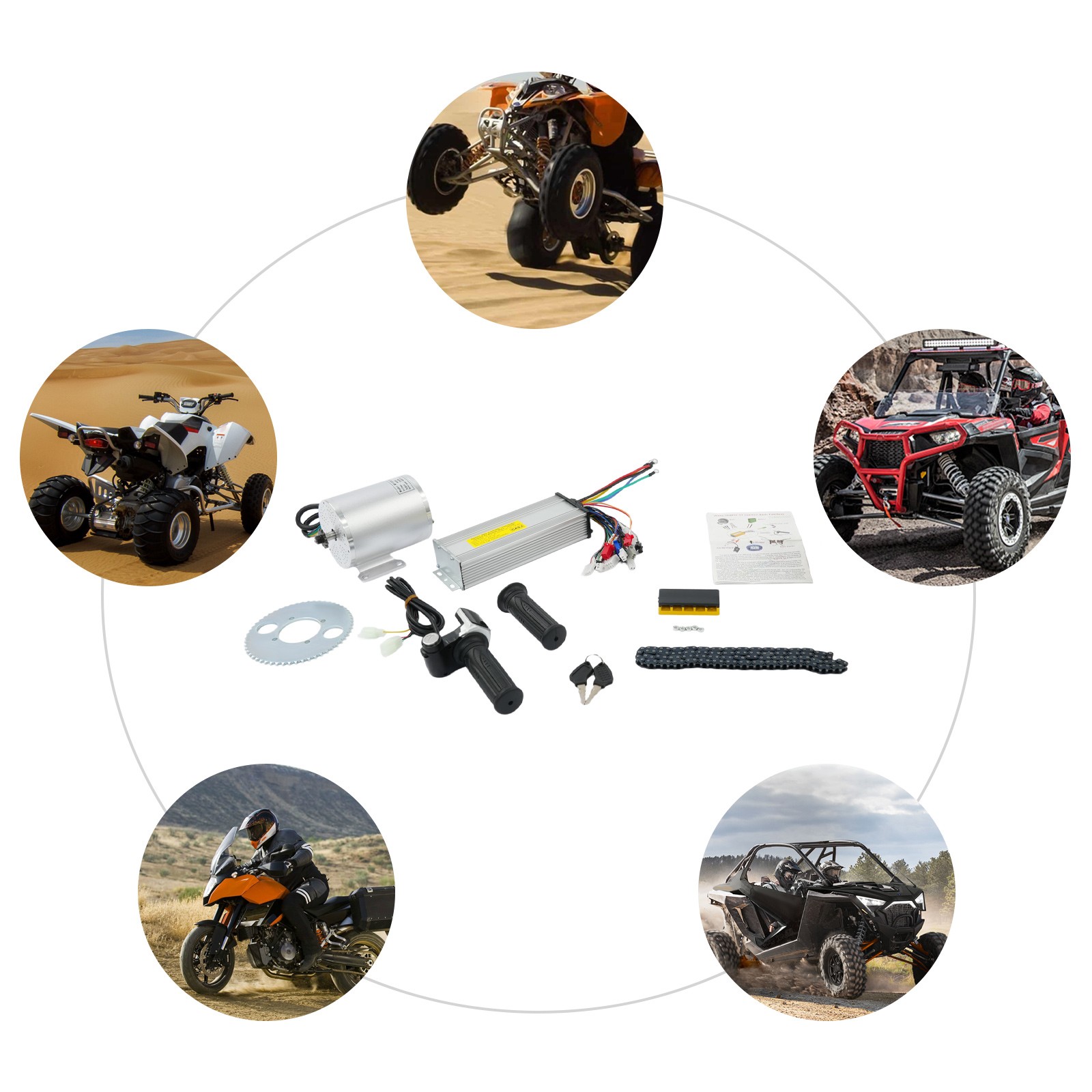 2000W Electric Brushless Toothed DC Motor Kit 4300rpm E-Bike Conversion Kit