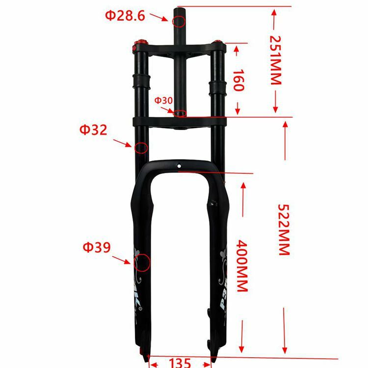 Fat Bike Fork Double Shoulder 26*4.0″ Air Forks Snow MTB Bicycle Mountain 135mm