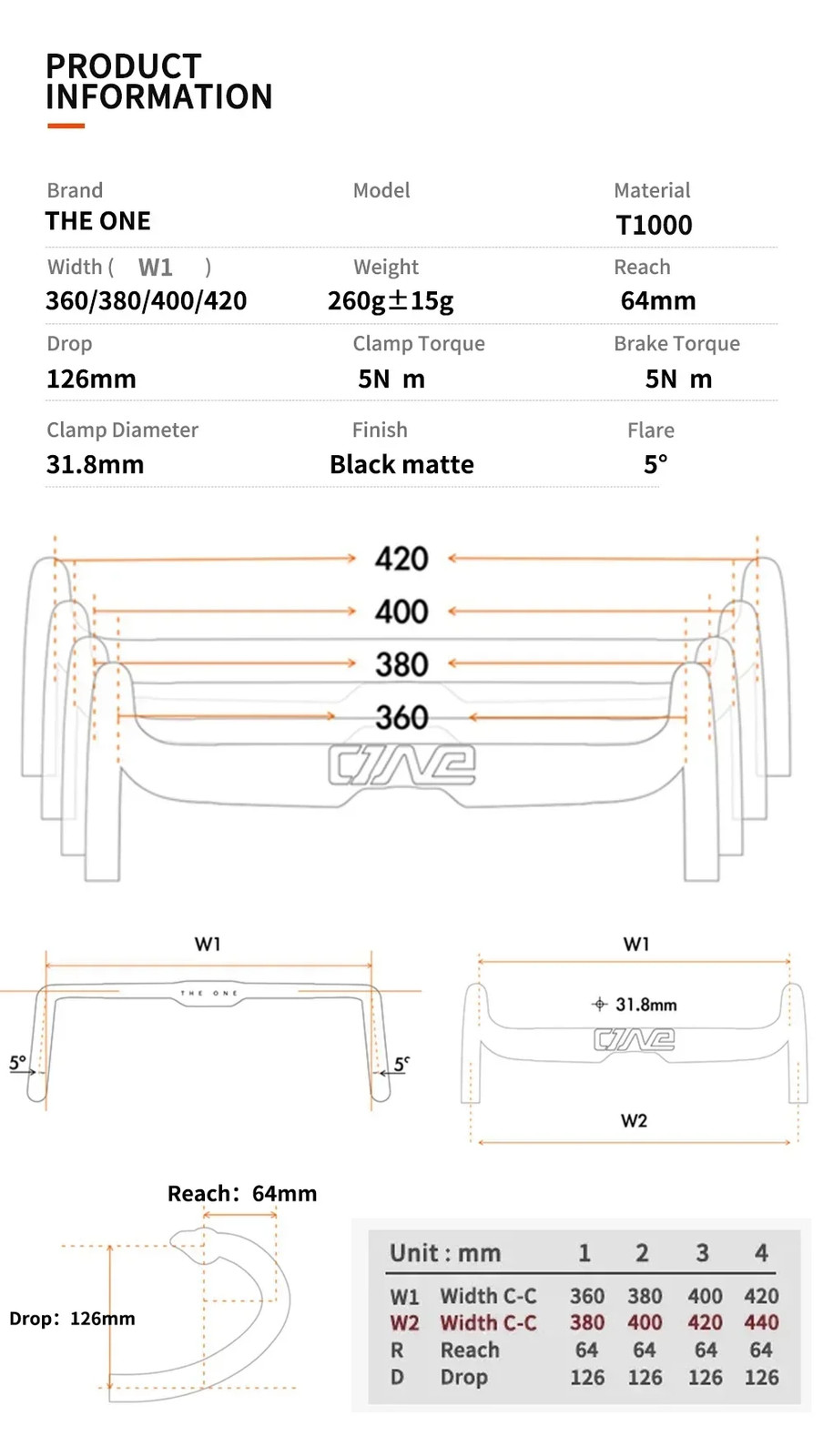 Carbon Handlebar for Gravel Road Bicycle 360-420mm Width Matte Handlebar