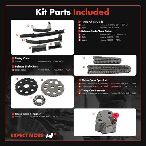 11PCS Engine Timing Chain Kit W/Sprocket & Tensioner & Guide | L4 2.6L