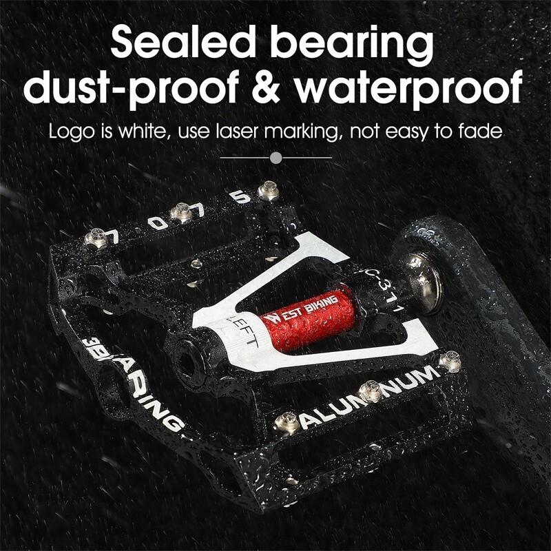WEST BIKING 3 Sealed Bearing Bicycle Pedals Aluminum Bike Pedals Black 9/16 in