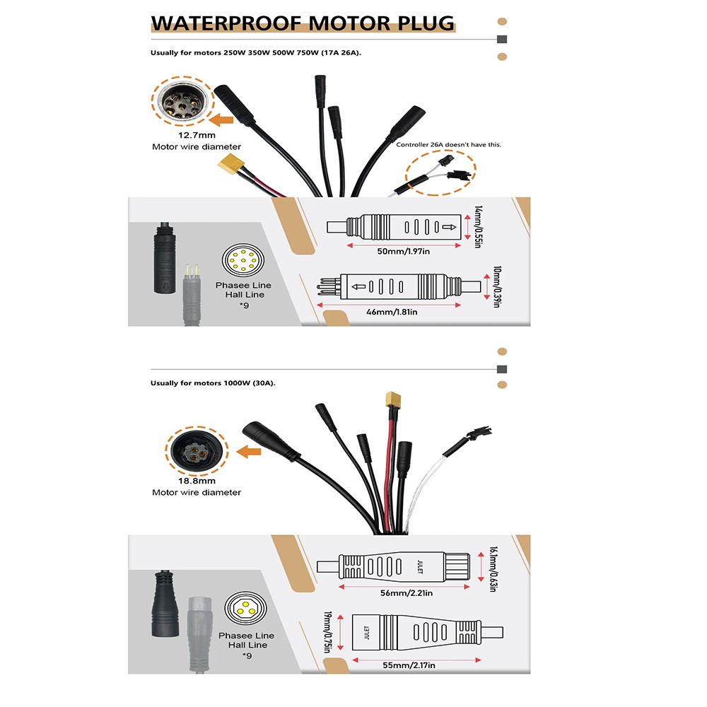 E-bike Electric Bicycle Controller 12V/24V/36V/48V/60V/72V 17A/26A/30A 250-1000W