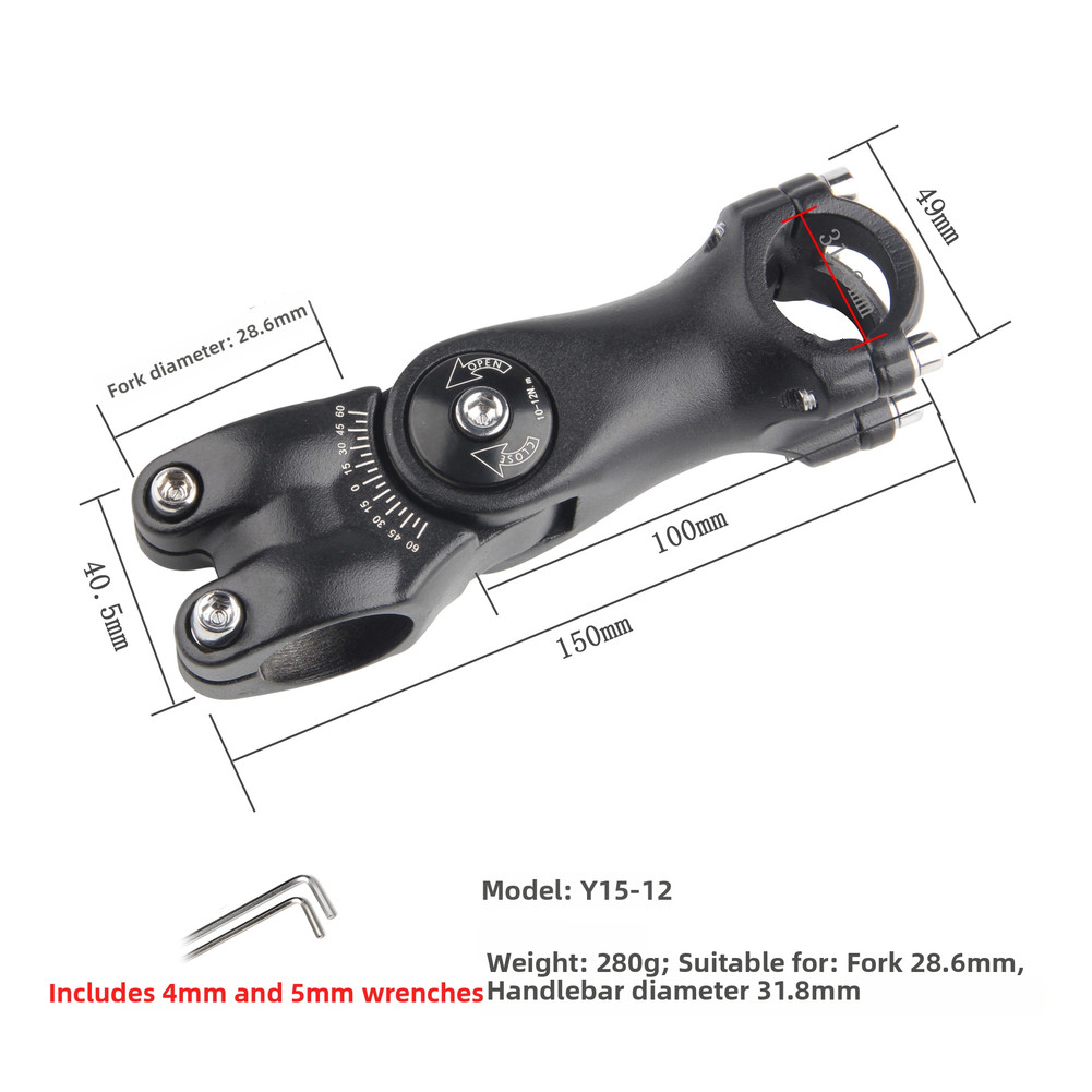 100mm Bike Stem Aluminum Alloy for 25.4mm Steerer Tube and 31.8mm Handlebar