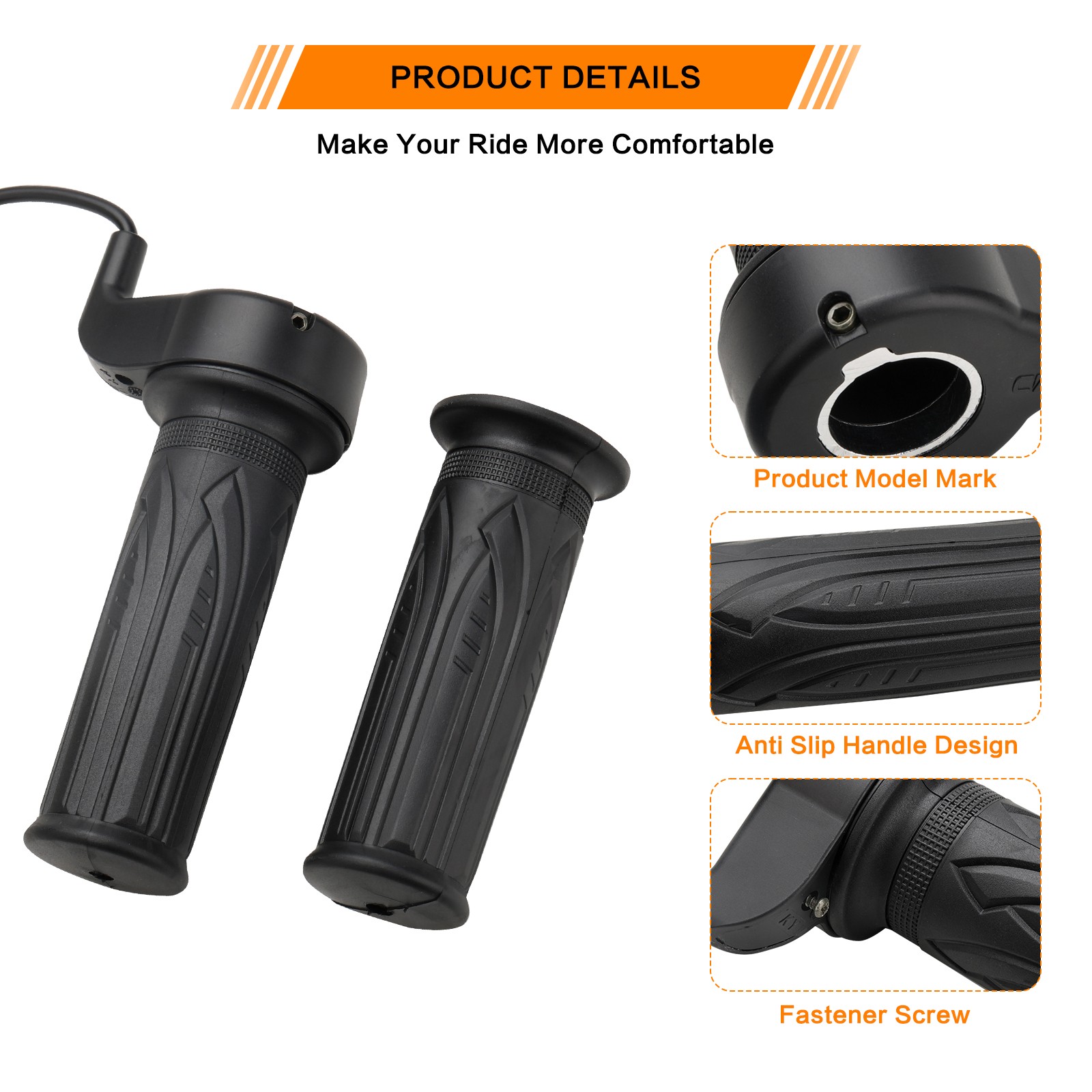 3 Pin Full Twist Throttle Ebike Left Right Hand Grip For Electric Mountain Bike
