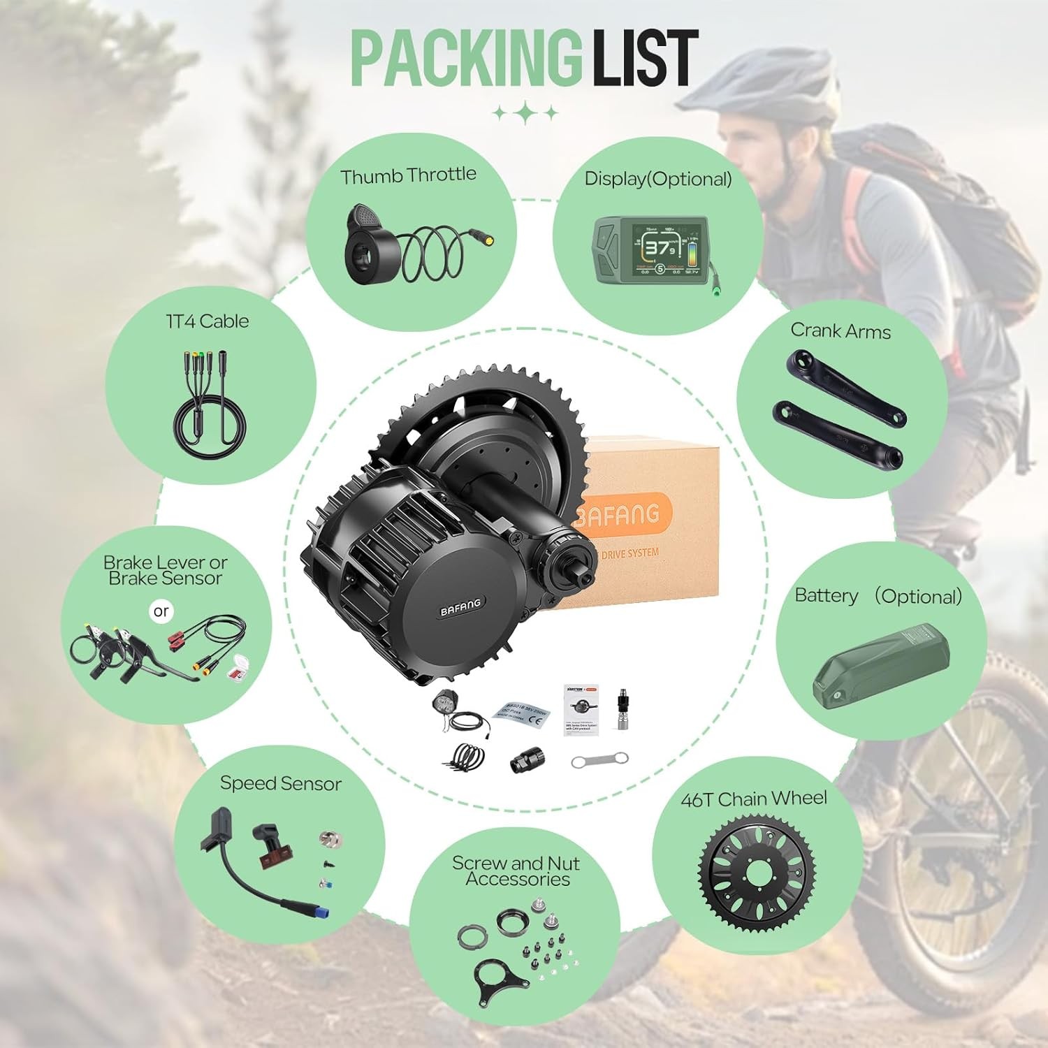 Bafang 52V1000W 68-73MM BBS-HD 46T Mid Drive Motor Ebike Conversion Kits