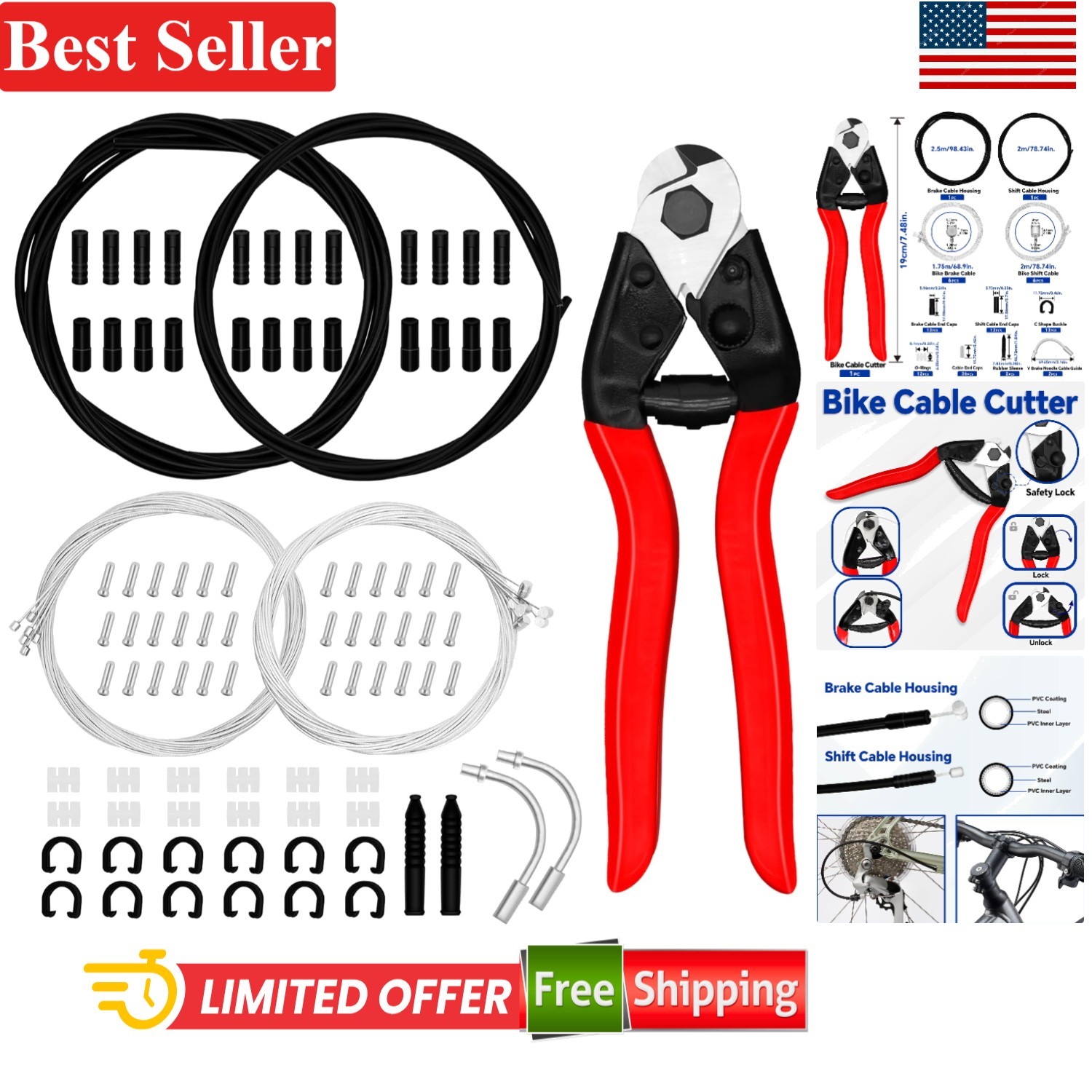 Complete 103pcs Bike Brake & Shift Cable Kit – Reliable, Durable & Easy to Use
