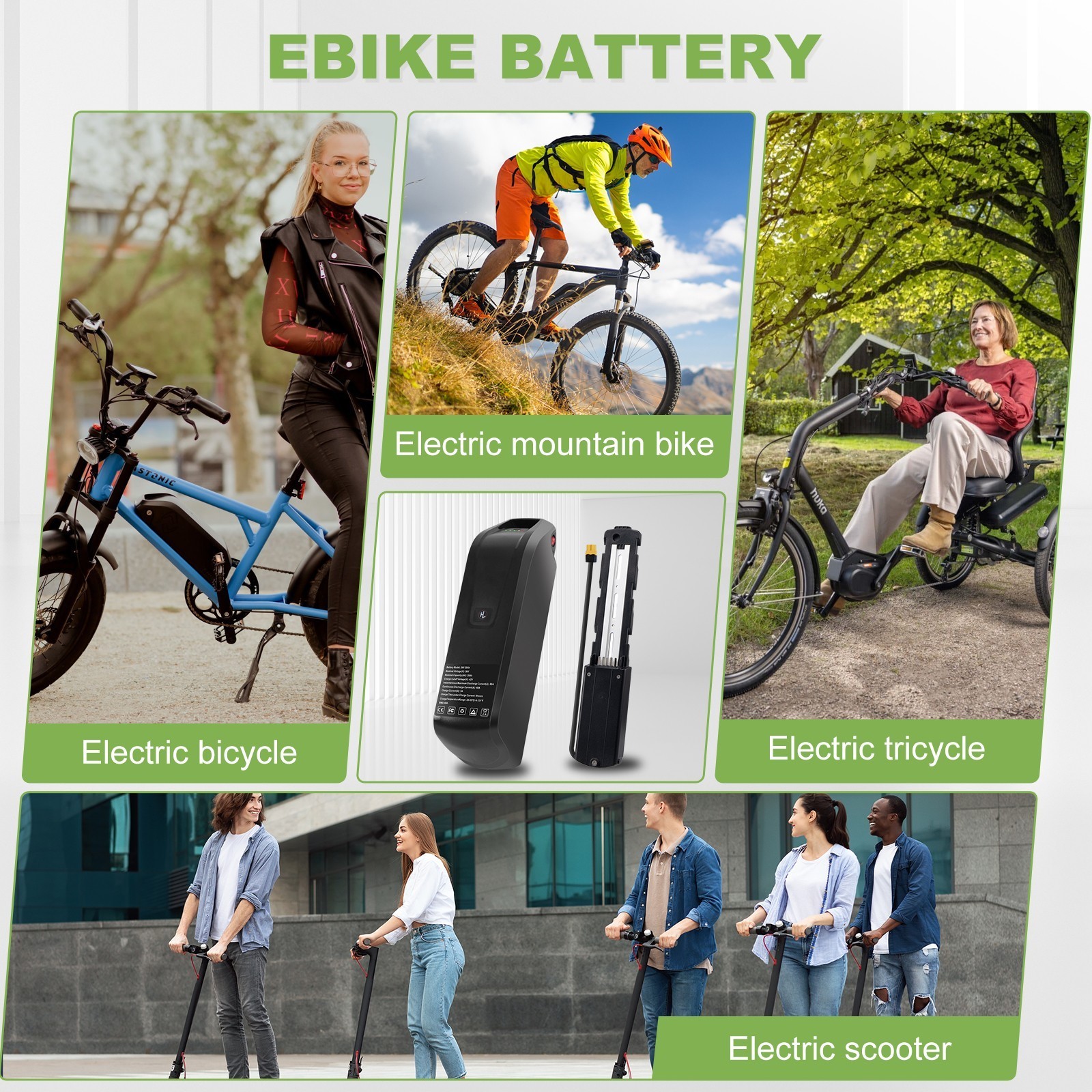 UUG 36V 20Ah Lithium Ebike Battery for Electric Bike Battery ≤1200W Motor 4Pin