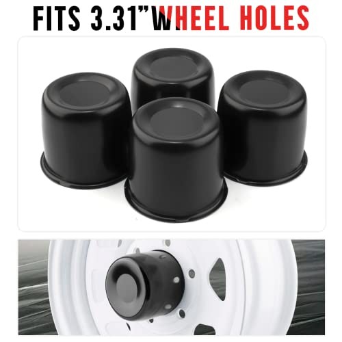 4PCS 3.31″ 84mm Push Through Center Caps 3.31″ Center Hole, 3.03″ Height Black
