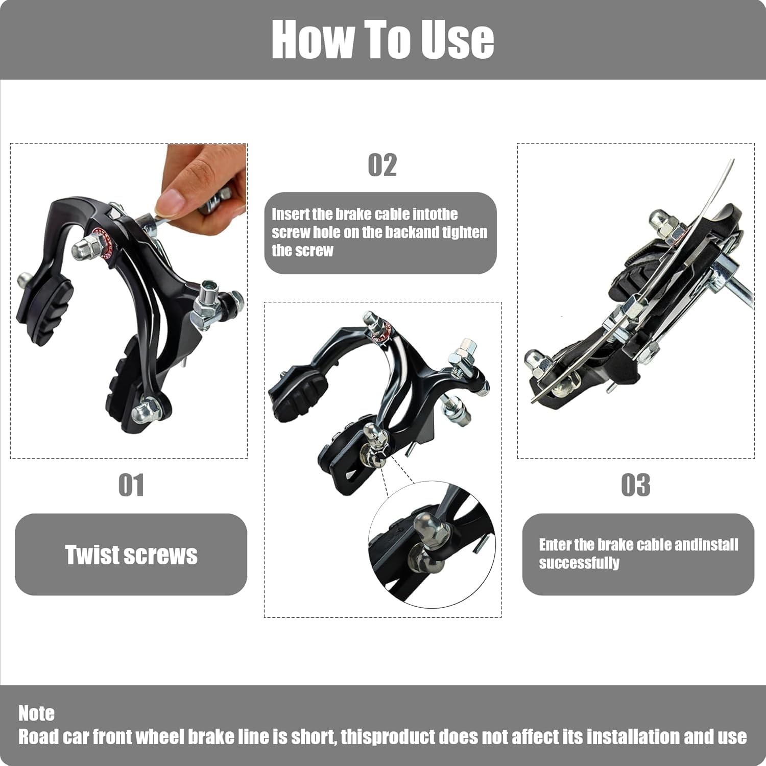Universal Bike Brake Set: 2 Pairs with End Caps & Ferrules for Easy Installation