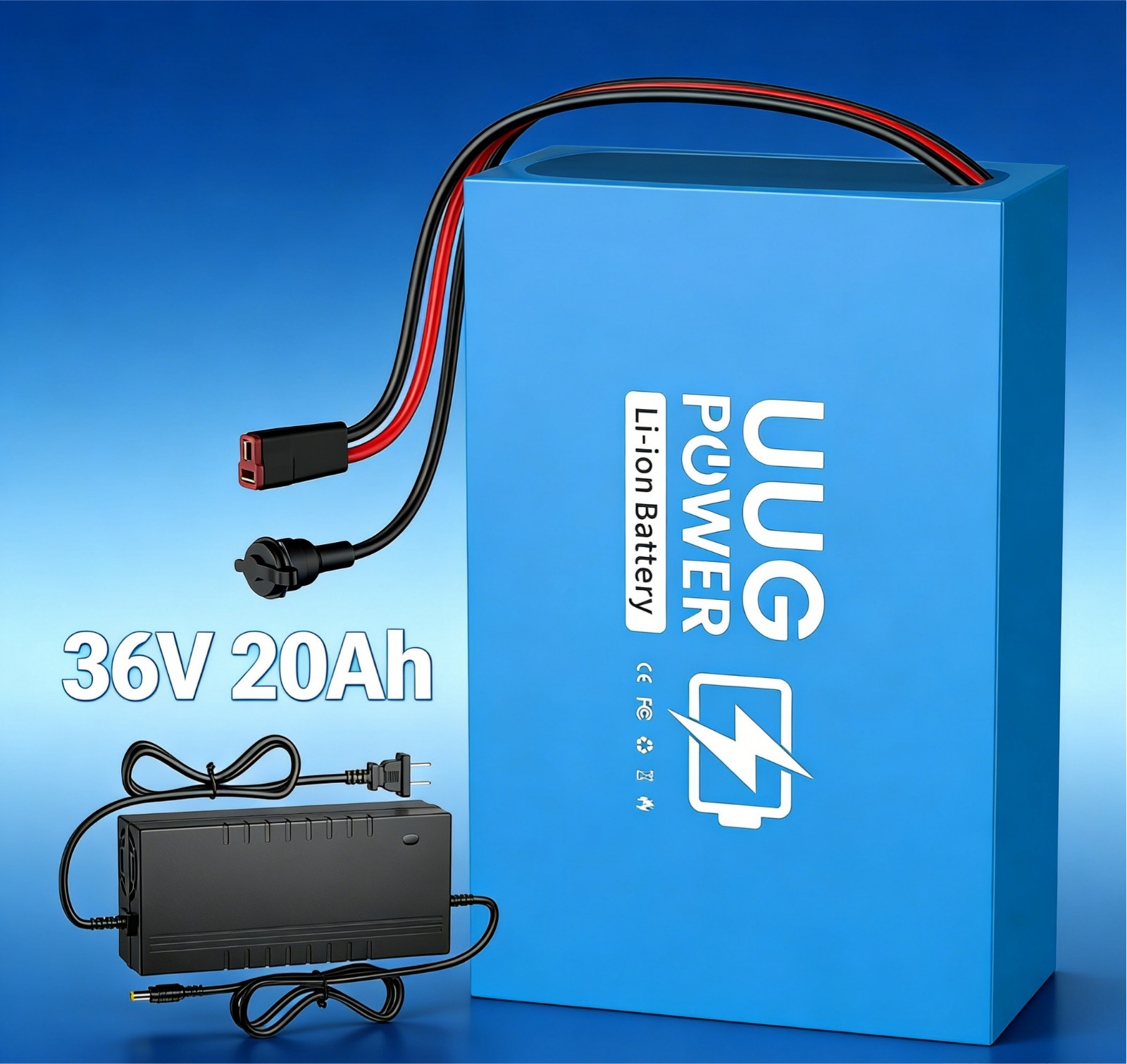 UUG 36V 20Ah Ebike Battery Lithium F o 0W-1000W Motor BMS 30A 10s4p