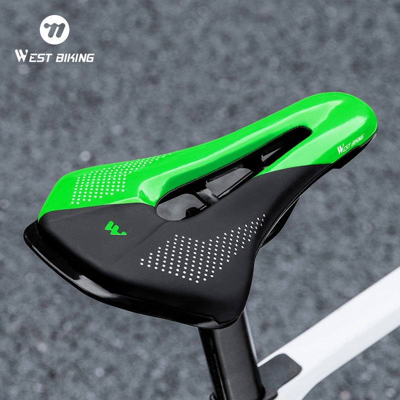 WEST BIKING Bicycle Saddle Racing Bike Seat Cycling Cushion Black Green