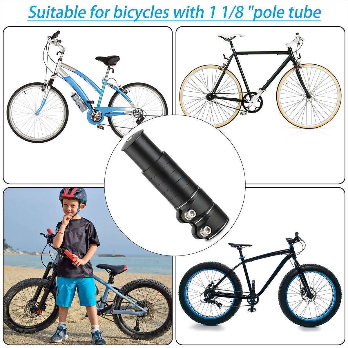 Mountain Bike Handlebar Extender Adaptor Front Fork Stem Riser Extension Head Up