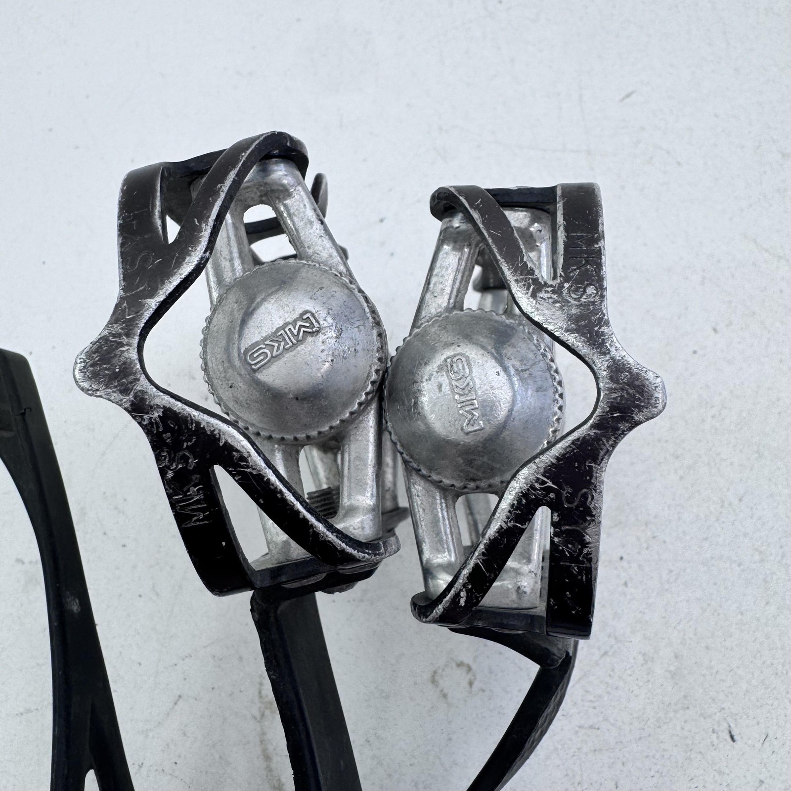 Vintage MKS Sylvan SY-1 Bike Pedals Christophe 9/16 in Toe Clips Black A68