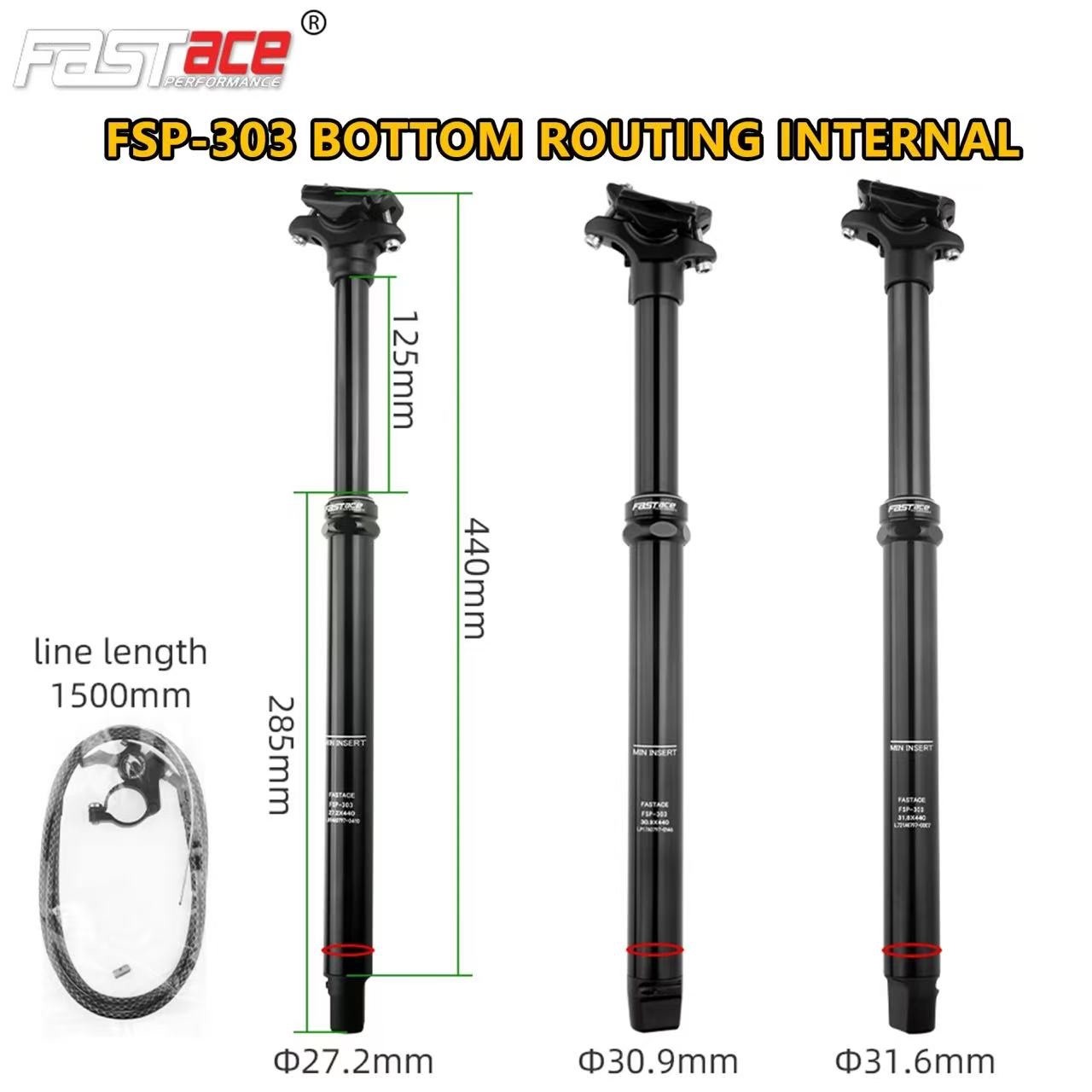 Dropper Seatpost MTB 125mm Travel 27.2/30.9/31.6mm Internal External Cable Route