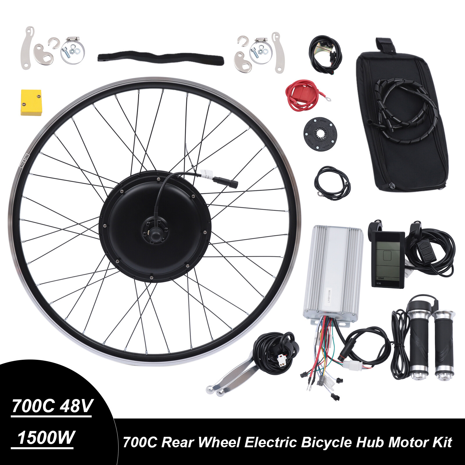 Ebike 1500W 48V Waterproof Conversion kit Rear Motor Wheel 700C LCD Display