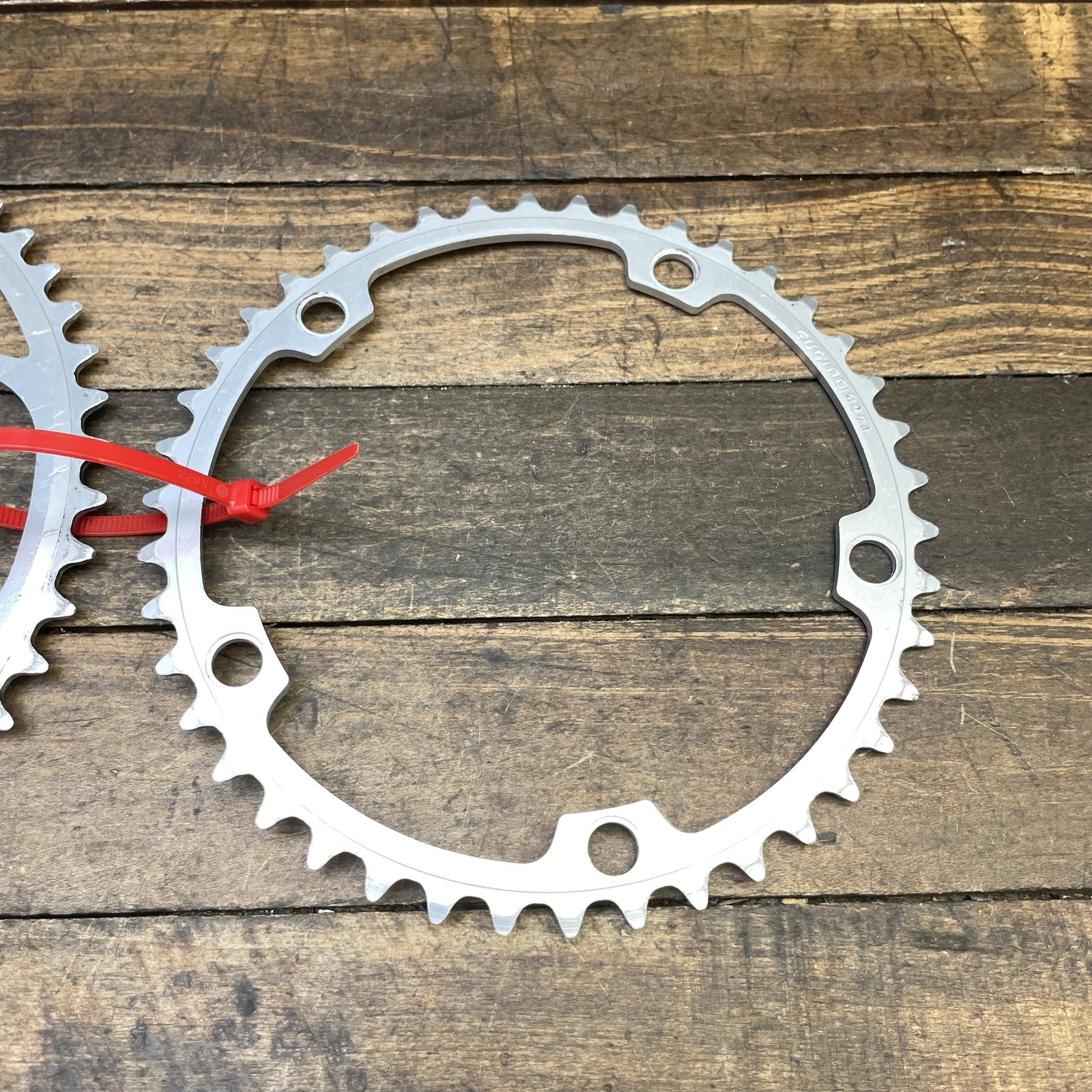 Vintage Sugino 52/42T Chainring Set 144 BCD 5-Arm Silver Road Race Alloy AJ