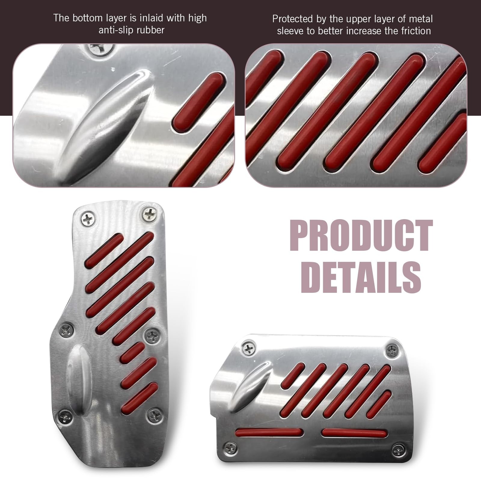 Car Brake Pedal Cover, Universal Automatic Transmission Pedal Red 2 PCS