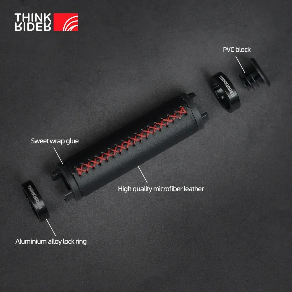 Thinkrider Fiber Leather Bike Grips Non Slip Lock On MTB City Scooter Handle