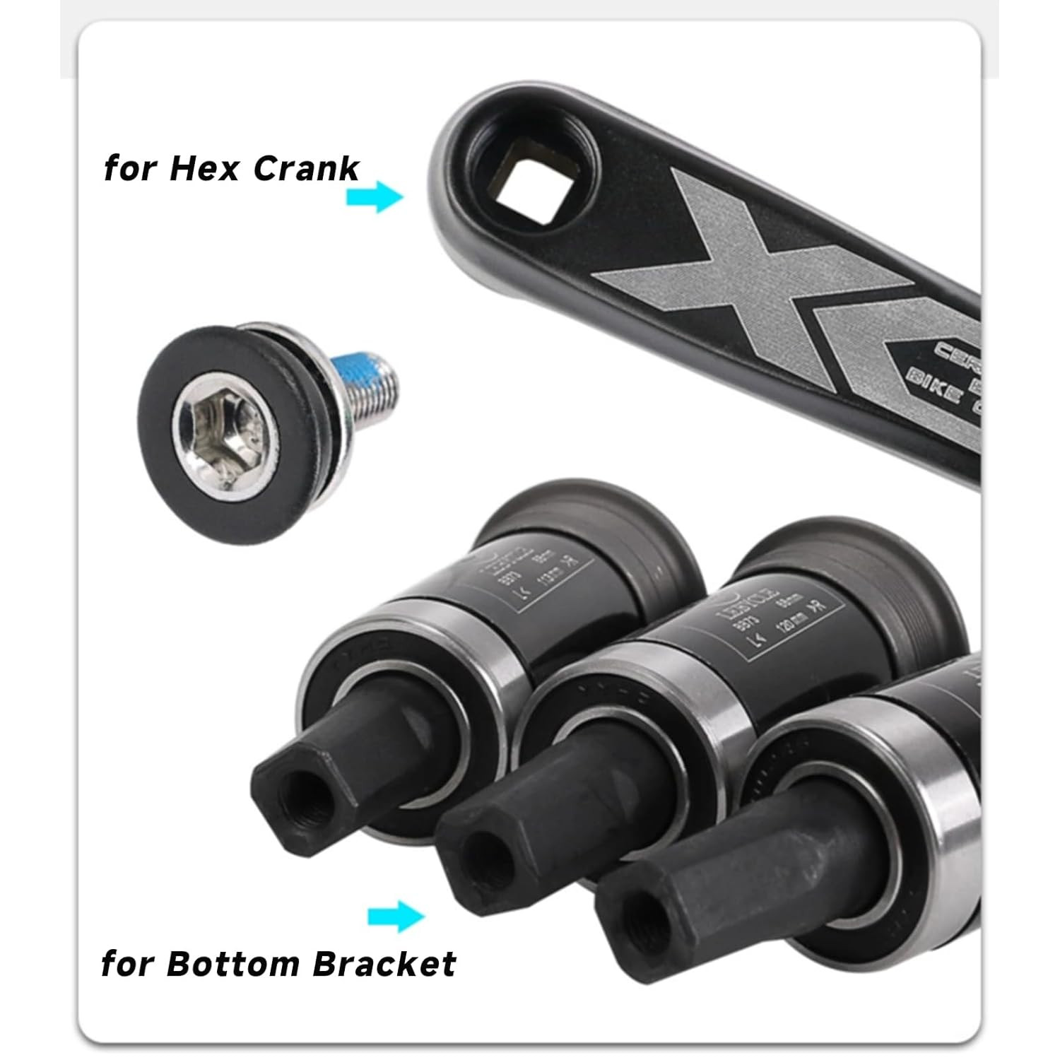 2PCS Bike 8Mm Hex Crank Arm Fixing Bolts Screws with Caps – Capless Bottom