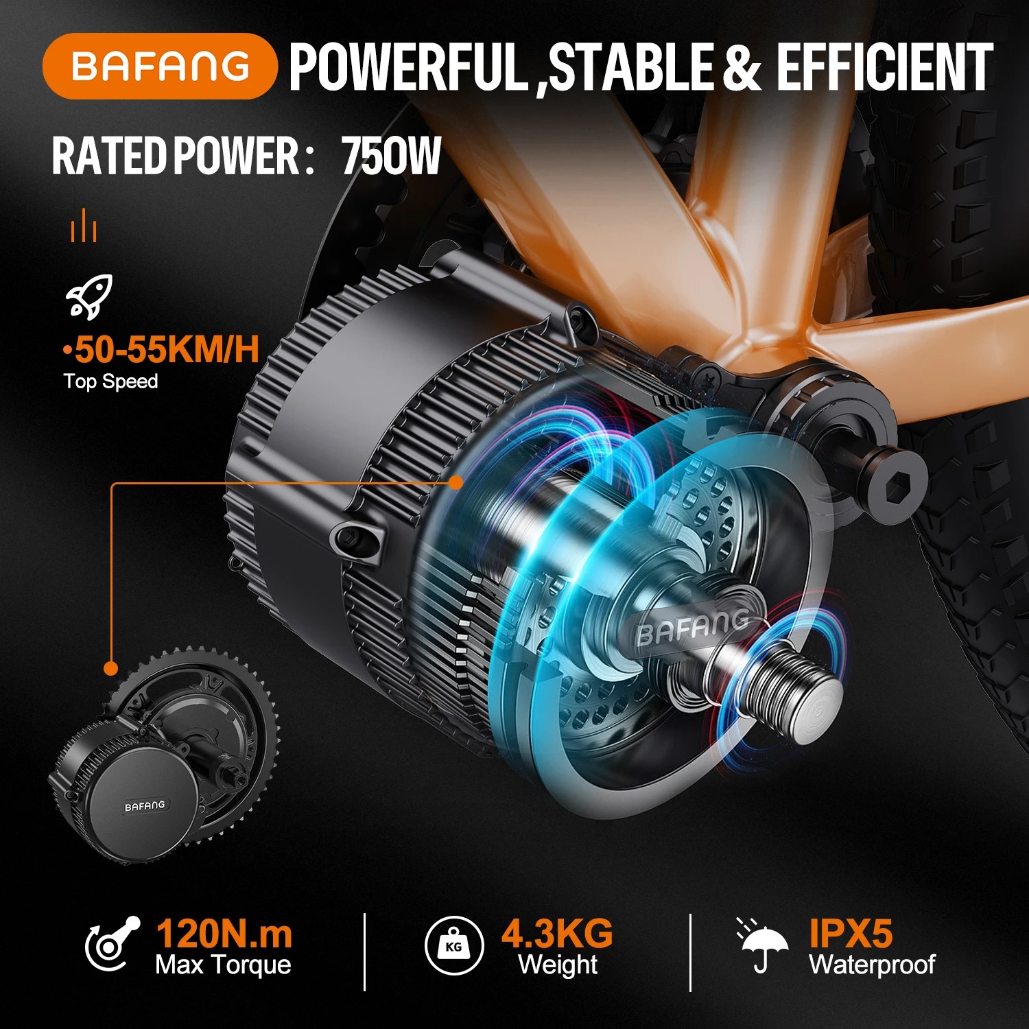 Ebike Bafang 48V750W Mid Drive Motor Electric Bicycle Conversion Kit BBS02