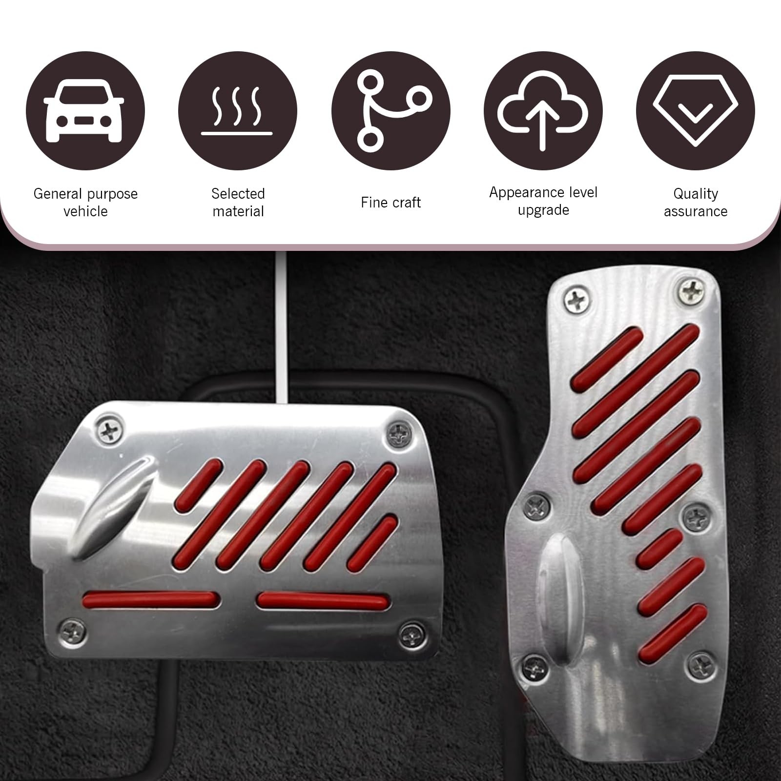 Car Brake Pedal Cover, Universal Automatic Transmission Pedal Red 2 PCS