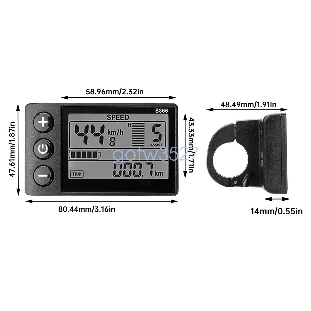 36V 48V 64V 40A 30A 20A Brushless Motor Controller E-Bike S866 LCD Display Meter
