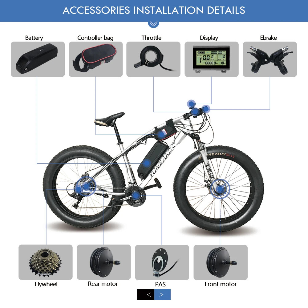 Snow E-bike Conversion Kit 36V 48V 500W Rear Cassette Hub Motor Wheel 20/26er