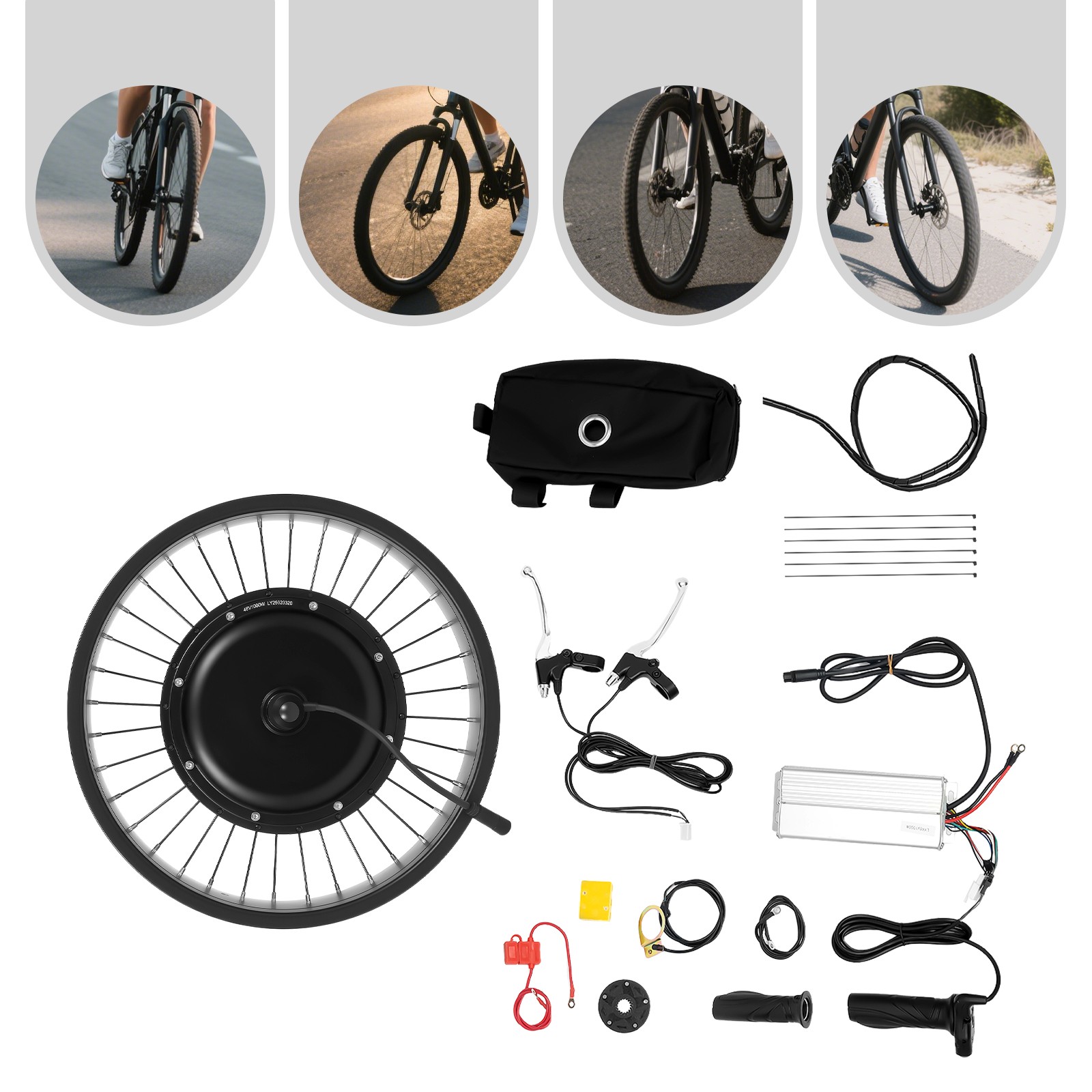 Electric Bicycle EBike Conversion Kit E-Bike Front Wheel Frame Kit 500 rpmUS