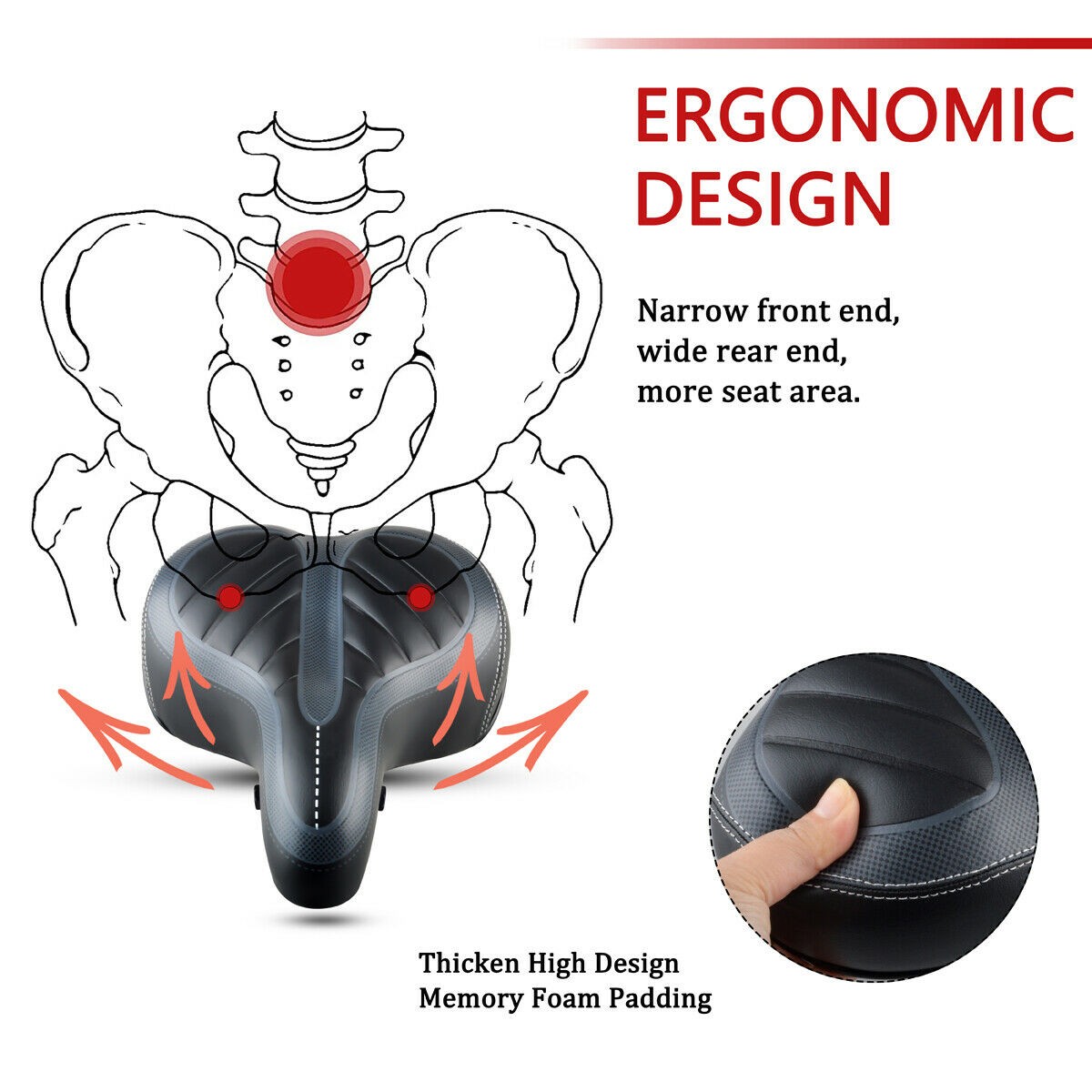 Oversized Bike Seat,Wide Bicycle Saddle for Women Men Comfort Waterproof Leather