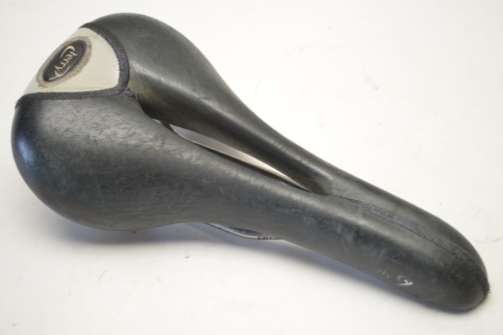 TERRY FLY BLACK LEATHER TITANIUM BICYCLE SEAT SADDLE 280 MM X 138 MM
