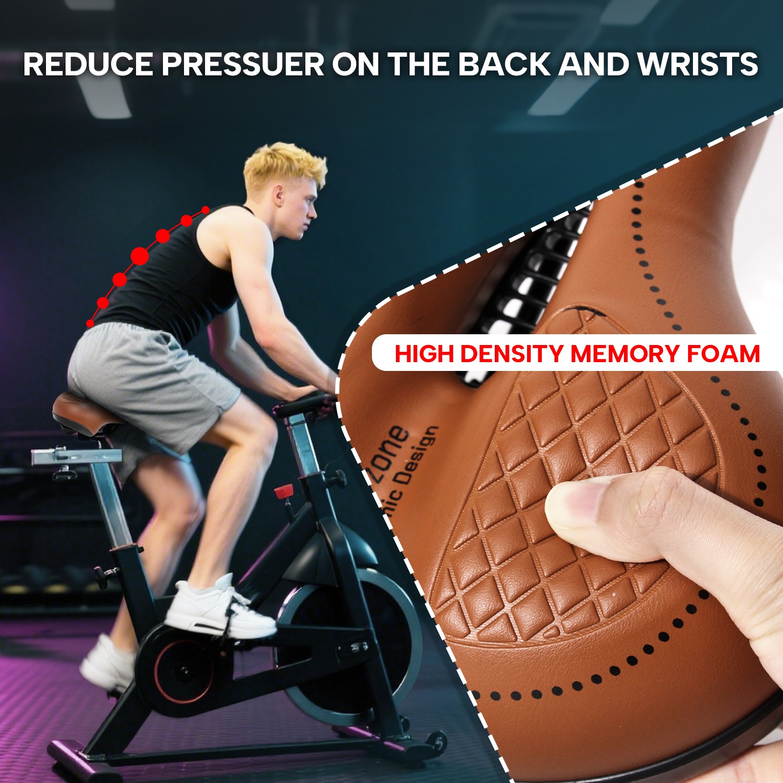 Oversized Comfort Bike Saddle Bicycle Seat Noseless Pad Shock Ergonomic Cushion