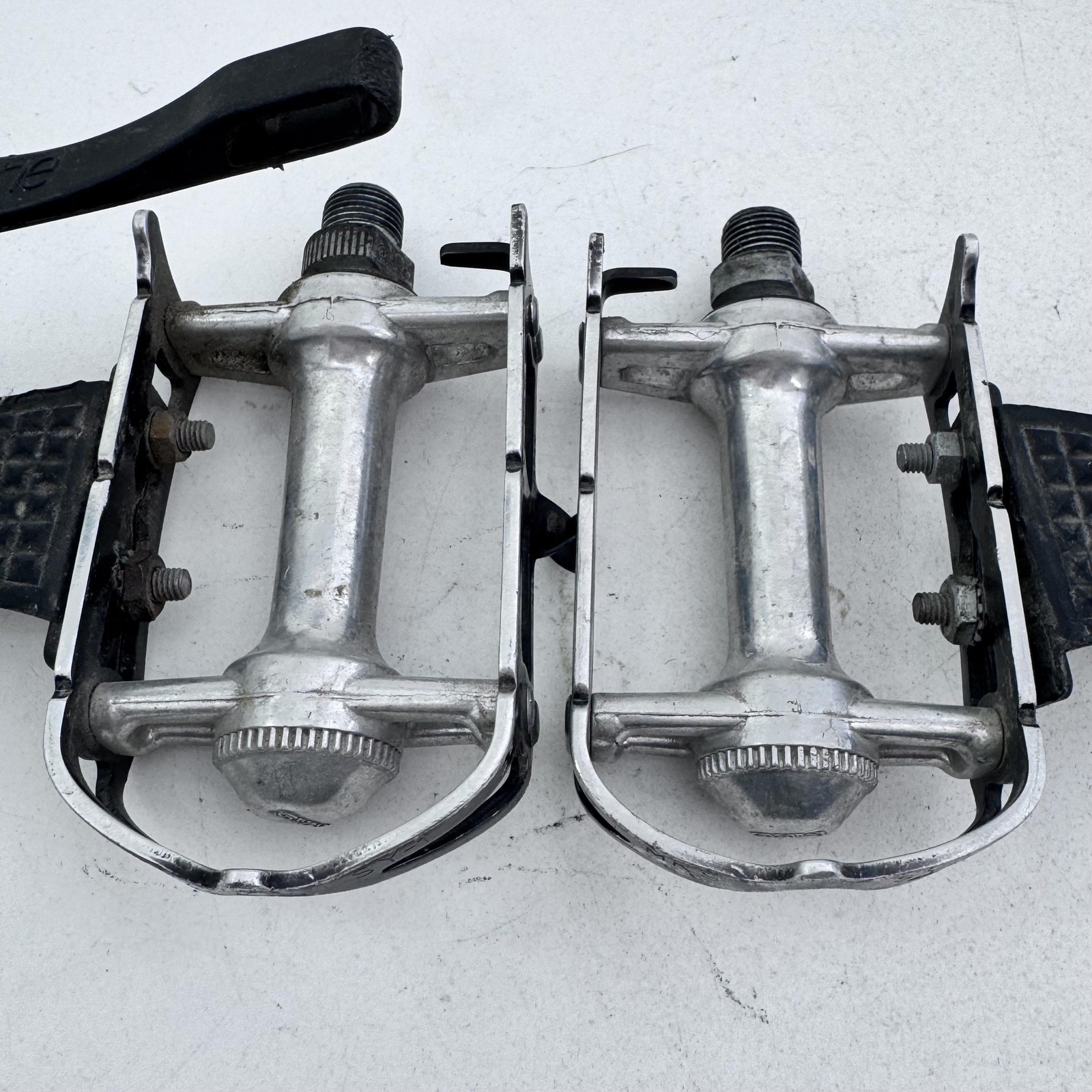 Vintage MKS Sylvan SY-1 Bike Pedals Christophe 9/16 in Toe Clips Black A68