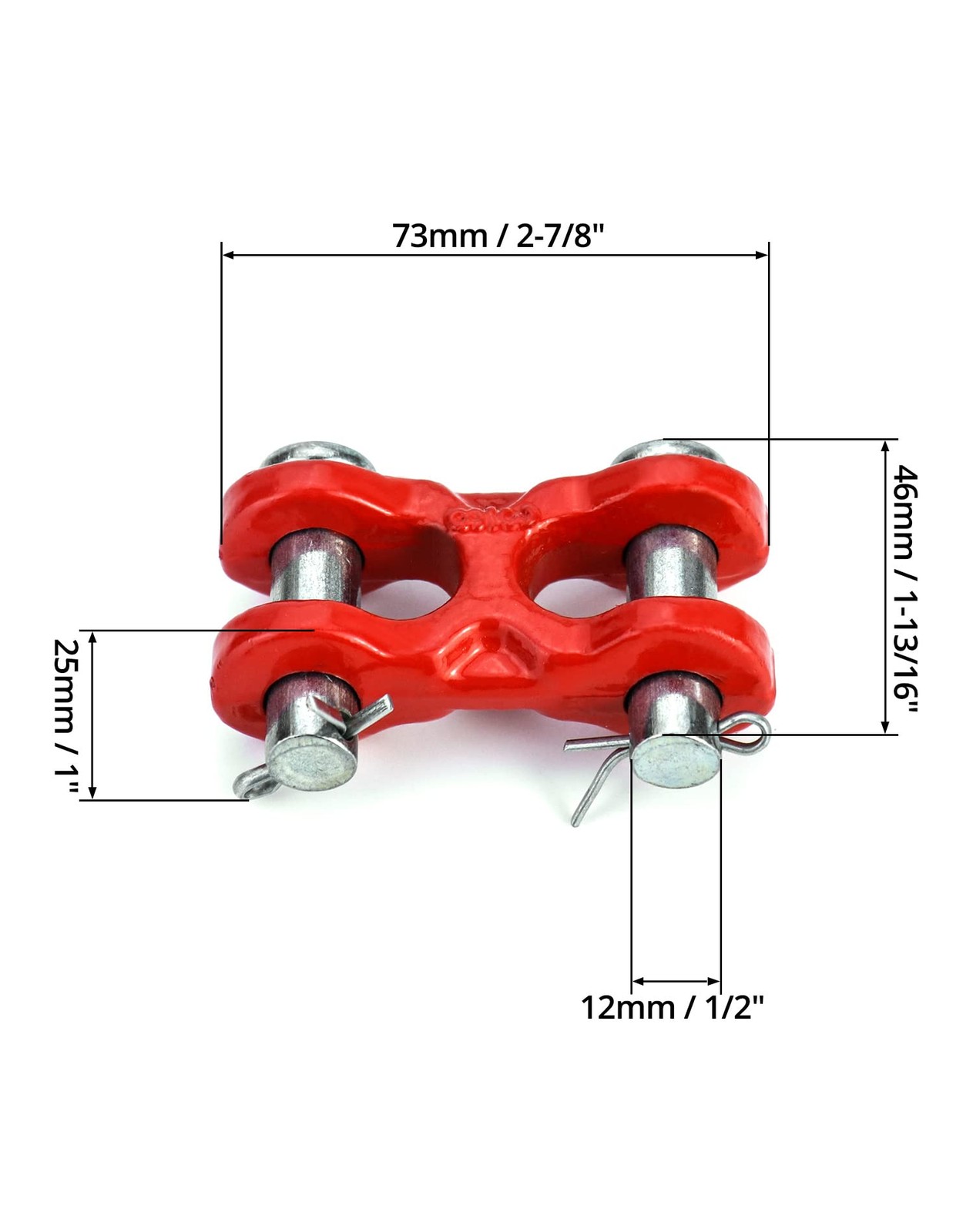 QWORK 3/8 Inches Twin Clevis Safety Chain Repair Links, 4 6600lbs, 4 Pack