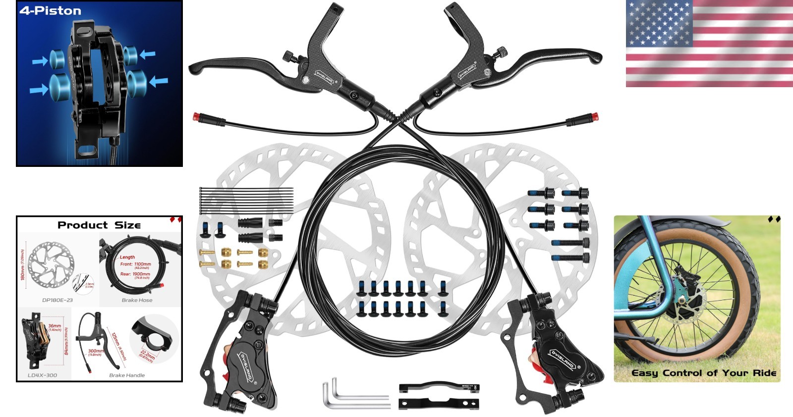 E-Bike Brake Kit | Hydraulic Disc Brakes | 2/3-Pin Pre-Bled