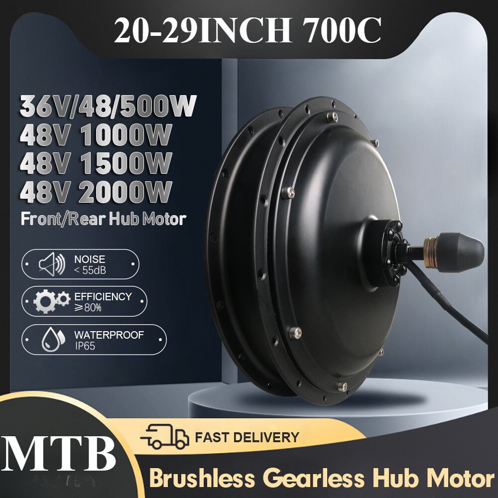 500W 1000 W 1500W 2000W 36V 48V MTB E-bike Brushless Gearless Front Rear Motor