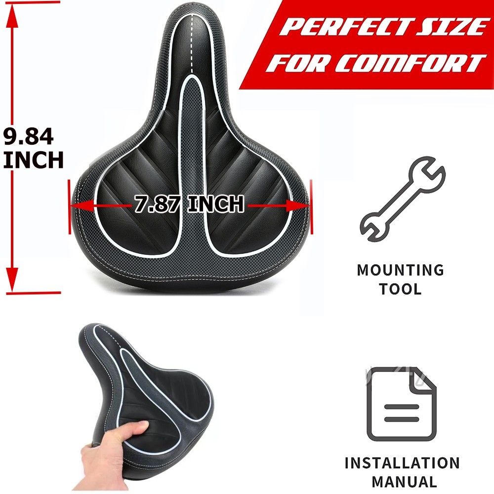 Oversized Bike Seat,Wide Bicycle Saddle for Women Men Comfort Waterproof Leather