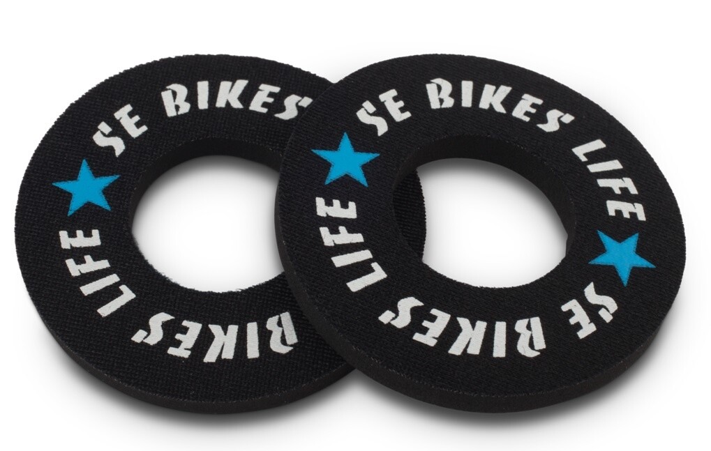 SE Racing “BIKE LIFE” old school BMX bicycle foam grip donuts WHITE & BLUE on