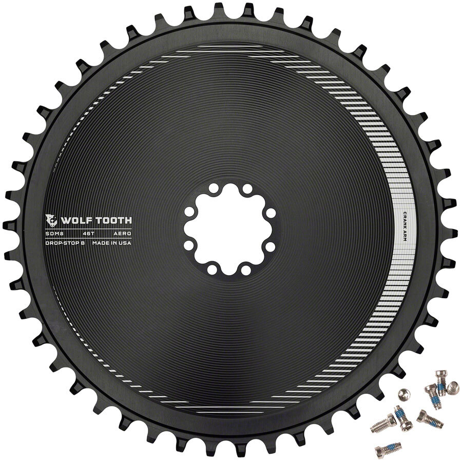 Wolf Tooth Aero Direct Mount Chainring – 46t, Direct Mount SRAM 8-Bolt, Drop-Sto