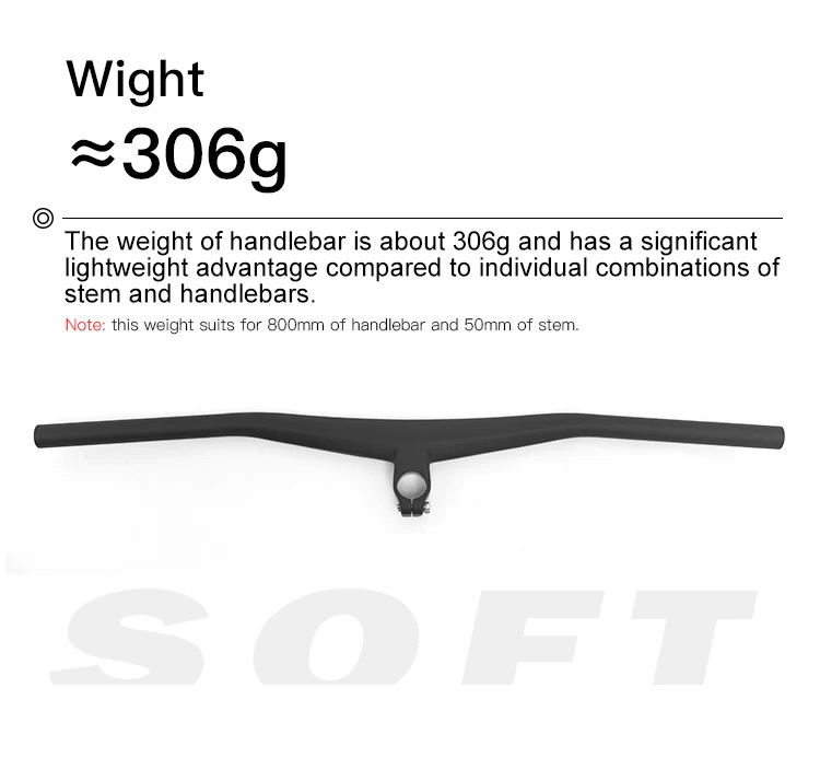 Carbon Riser Handlebar Integrated Handle Bar with Stem for MTB Bicycle UD 800mm