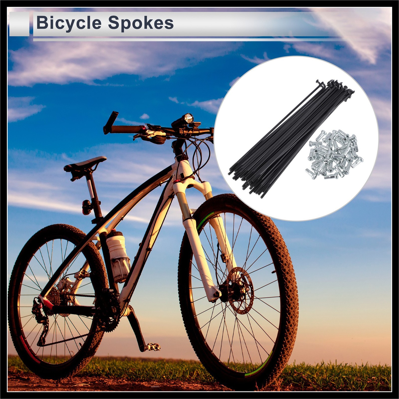 1 Set 13G 130mm Length Bicycle Spokes Nipple 45 Steel Universal