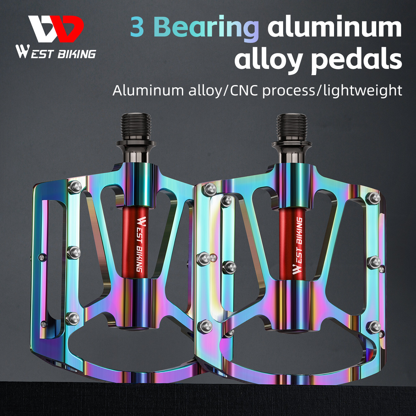 WEST BIKING 3 Sealed Bearing Bicycle Pedals Aluminum Bike Pedals 9/16 in a Pair
