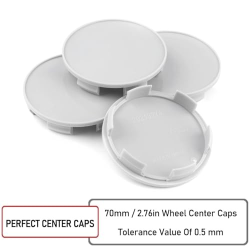RT 4pcs 70mm/64mm Wheel Center Caps OD: 70mm / 2.76″, ID: 64mm / 2.52″ Gray