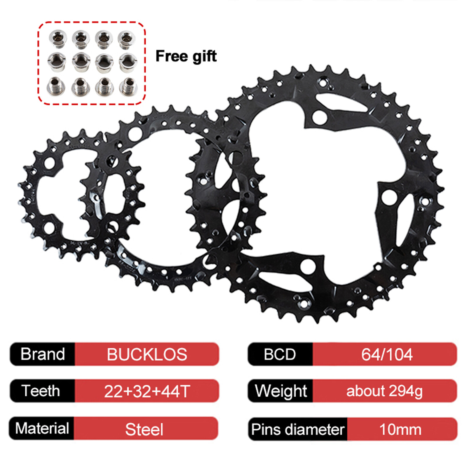 Bike Chainring 44/32/22t Triple MTB Mountain Bicycle Chain Ring Sprockets 3x9s