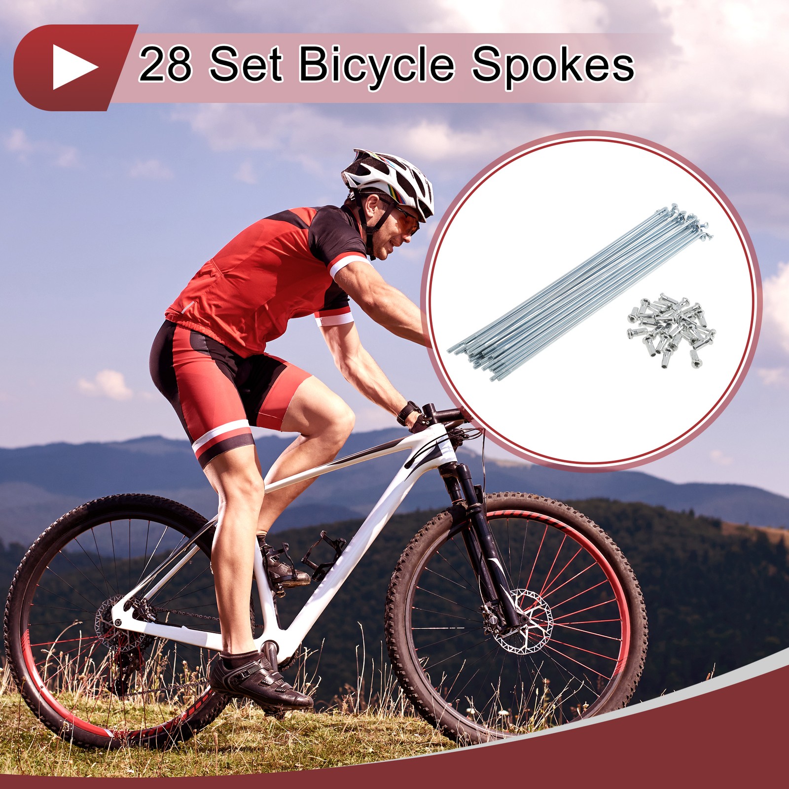 12G Bicycle Spoke 200 mm Bike Wheel Spoke Carbon Steel Galvanized Silver Tone